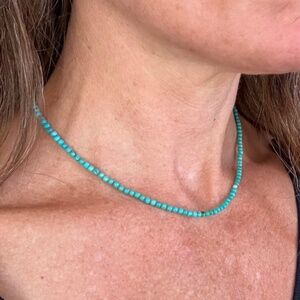 Turquoise Beaded Necklace 16 in